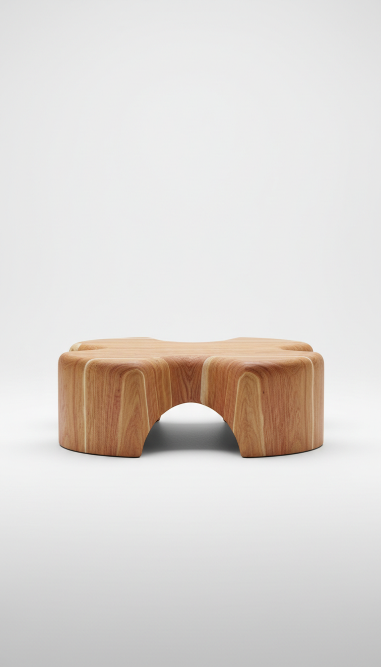 Solid Oak Sculptural Coffee Table